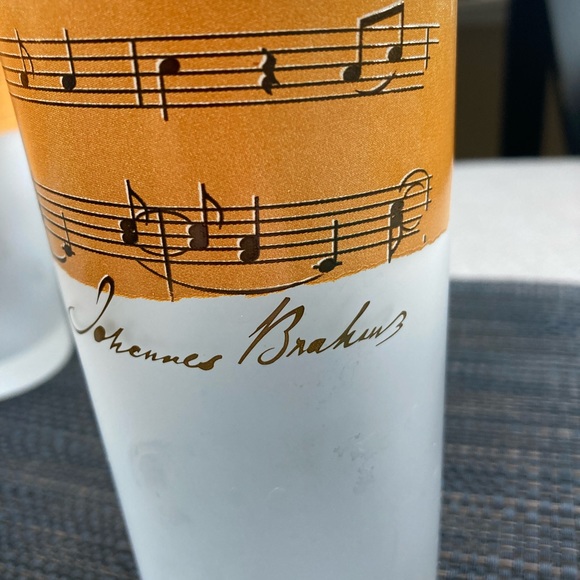 HP🌟Vintage 4 MCM Brahms Darlington Design Highball Frosted Glasses Music Notes - Picture 7 of 7